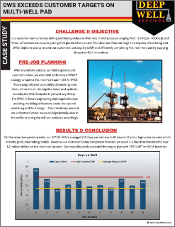 DWS Exceeds Customer Targets on Multi-Well Pad